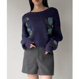 花柄ジャガードショートニット | JUNOAH | 詳細画像14