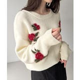 花柄ジャガードショートニット | JUNOAH | 詳細画像2