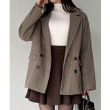 ブラウン | チェック柄ジャケットコート | JUNOAH