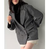 チャコール | チェック柄ジャケットコート | JUNOAH