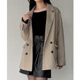 ベージュ | チェック柄ジャケットコート | JUNOAH