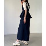 デニムVネックペプラムキャミワンピース | JUNOAH | 詳細画像10 