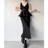 デニムVネックペプラムキャミワンピース | JUNOAH | 詳細画像12 