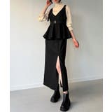 デニムVネックペプラムキャミワンピース | JUNOAH | 詳細画像14 