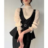 デニムVネックペプラムキャミワンピース | JUNOAH | 詳細画像16 