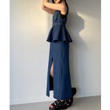 デニムVネックペプラムキャミワンピース | JUNOAH | 詳細画像2 