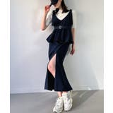 デニムVネックペプラムキャミワンピース | JUNOAH | 詳細画像6 