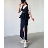 デニムVネックペプラムキャミワンピース | JUNOAH | 詳細画像7 