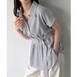 ブルーグレー | カシュクールペプラムシャツブラウス | junoah