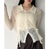 アイボリー | カットレースポロ衿カーディガン | JUNOAH