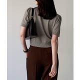 リボン取り外し可能ショート丈ドッキング半袖ポロニット | JUNOAH | 詳細画像3 