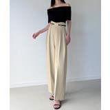 ウェーブハイウエストツータックワイドパンツ | JUNOAH | 詳細画像1