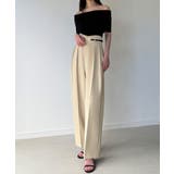 ウェーブハイウエストツータックワイドパンツ | JUNOAH | 詳細画像3