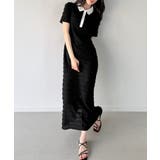 ブラック | ストレッチフリルカットポロワンピース | JUNOAH