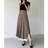 グレージュ | レイヤードスリットプリーツスカート | JUNOAH