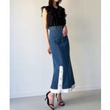 異素材ドッキングデニムスカート | JUNOAH | 詳細画像2