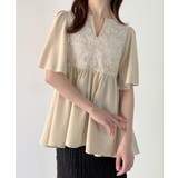 リネン刺繍レースギャザーブラウス | JUNOAH | 詳細画像8