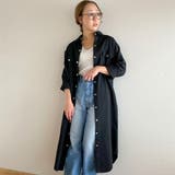 ブラック | スナップボタン2WAYツイルロングワンピース ゆったり リラックス | JUNOAH