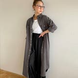 グレー | スナップボタン2WAYツイルロングワンピース ゆったり リラックス | JUNOAH