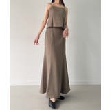 グレージュ | ペプラムビスチェ+マーメイドスカートSET | JUNOAH