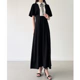 バイカラーピンタックセミフレアワンピース | JUNOAH | 詳細画像1 