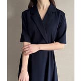 サイドベルト半袖テーラードフレアワンピース | JUNOAH | 詳細画像13 