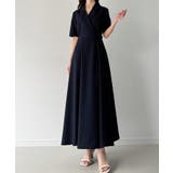 サイドベルト半袖テーラードフレアワンピース | JUNOAH | 詳細画像14 