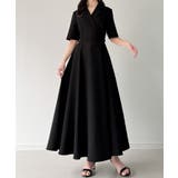 サイドベルト半袖テーラードフレアワンピース | JUNOAH | 詳細画像4 