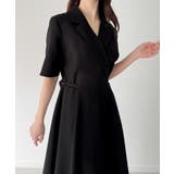 サイドベルト半袖テーラードフレアワンピース | JUNOAH | 詳細画像7 