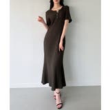 ブラウン | ヘンリーネックストレッチジャガードワンピース | JUNOAH