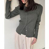 チャコール | 釦ニットビスチェ＋クルーネックリブニットset | JUNOAH