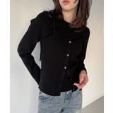 ブラック | 釦ニットビスチェ＋クルーネックリブニットset | JUNOAH