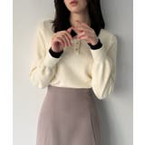 バイカラーボリュームスリーブニットポロ | JUNOAH | 詳細画像6 