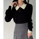 バイカラーボリュームスリーブニットポロ | JUNOAH | 詳細画像8 