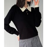 バイカラーボリュームスリーブニットポロ | JUNOAH | 詳細画像9 