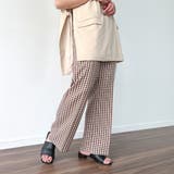 ブラウン | センタープレスギンガムチェックパンツ | JUNOAH
