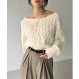 アイボリー | 2wayワンショルケーブルショートニット | JUNOAH