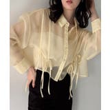 クリーム | リボンタックシアーシャツ | JUNOAH