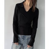 ブラック | 配色ラインビスチェデザインリブニット | JUNOAH