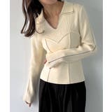 アイボリー | 配色ラインビスチェデザインリブニット | JUNOAH