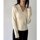 配色ラインビスチェデザインリブニット | JUNOAH | 詳細画像7 