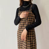 キャメル | チェックIラインキャミワンピース | JUNOAH