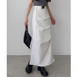 ホワイト | callautia ベルト付きサイドタックデザインスカート | JUNOAH