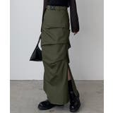 カーキ | callautia ベルト付きサイドタックデザインスカート | JUNOAH