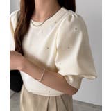 callautia パフスリーブラインストーンニット | JUNOAH | 詳細画像8 