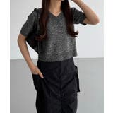 callautia スパンコールVネックショート丈半袖ニット | JUNOAH | 詳細画像10