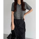 callautia スパンコールVネックショート丈半袖ニット | JUNOAH | 詳細画像12