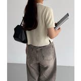 callautia スパンコールVネックショート丈半袖ニット | JUNOAH | 詳細画像9