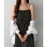 ブラック | callautia 花柄フレアギャザーキャミワンピース | JUNOAH