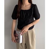 callautia フロントギャザーバックリボンブラウス | JUNOAH | 詳細画像7